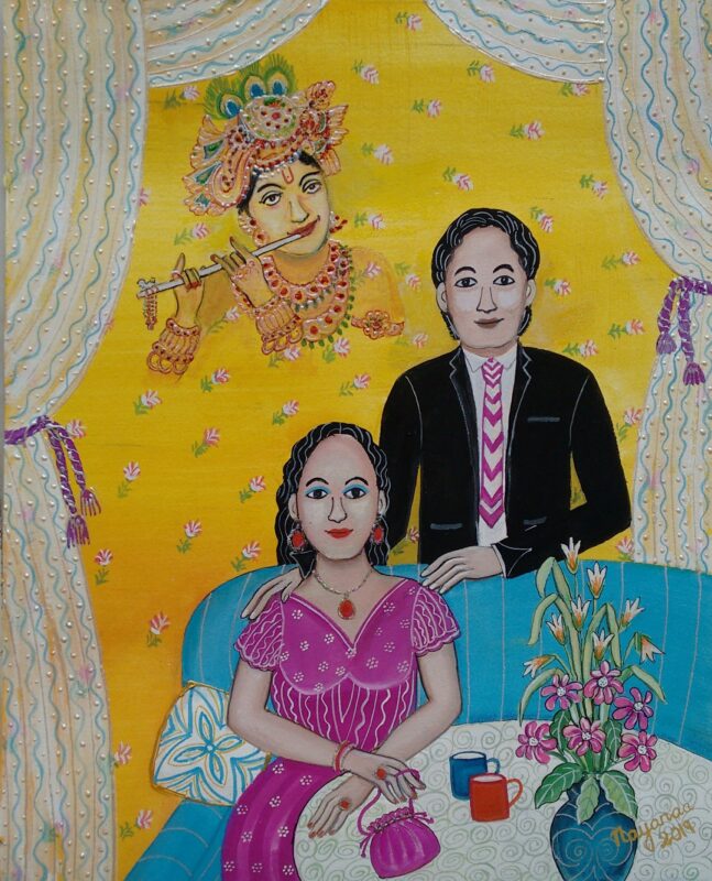 The Omnipotent Lord Krishna 15 x 12 inches Mixed Media on Paper