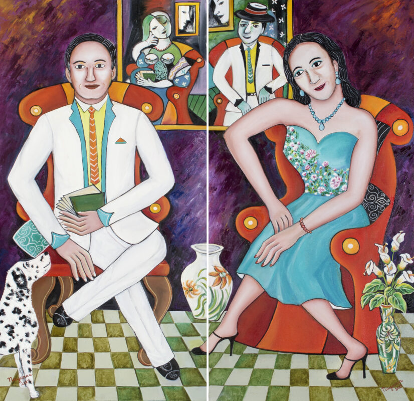 Two is Company(Diptych) 40x 20 each Oil on Canvas