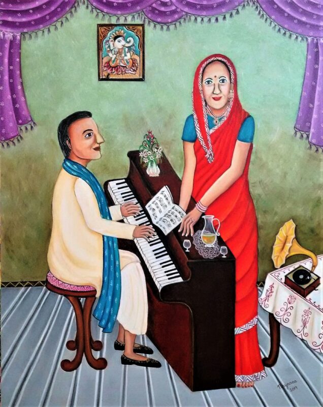 Wooing my Lady 48 x 36 inches Oil on Canvas