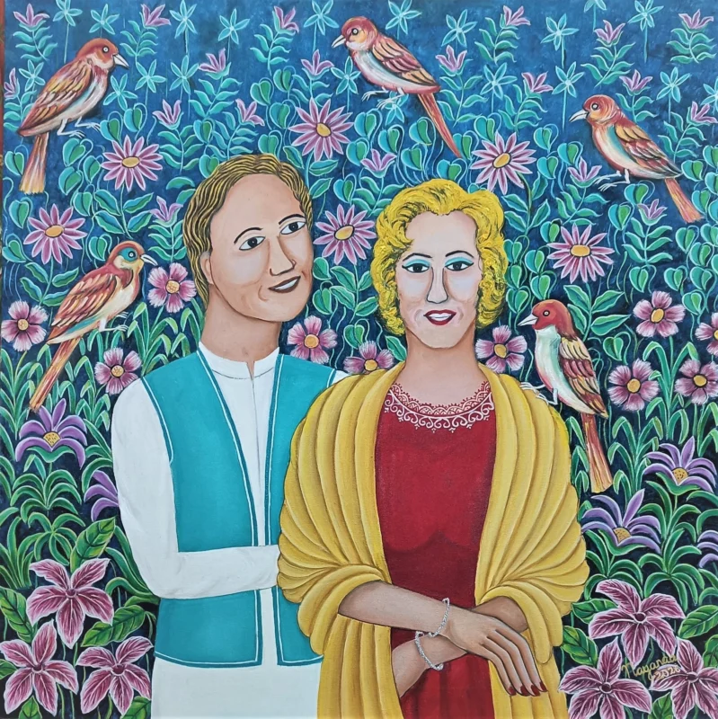 Marilyn Monroe Enjoys the Outdoors 36 x 36 inches Oil on Canvas