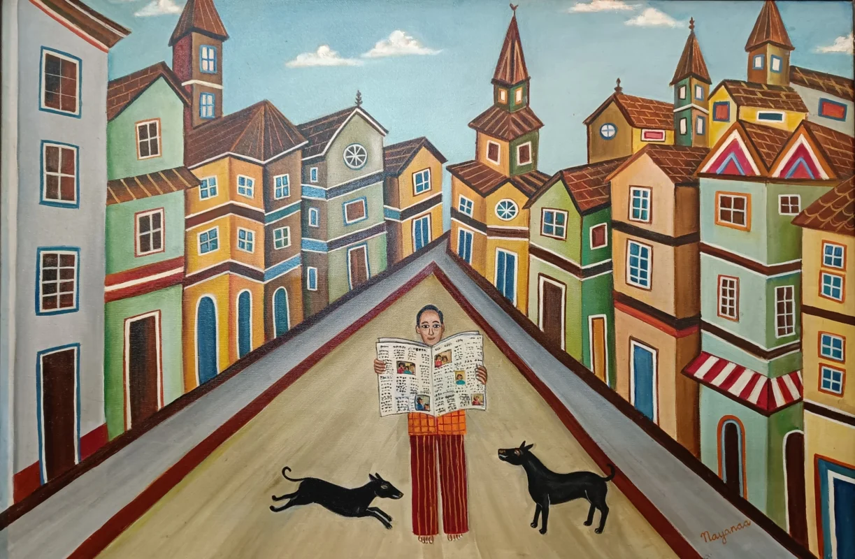 My Day Starts 24 x 36 inches Oil on Canvas